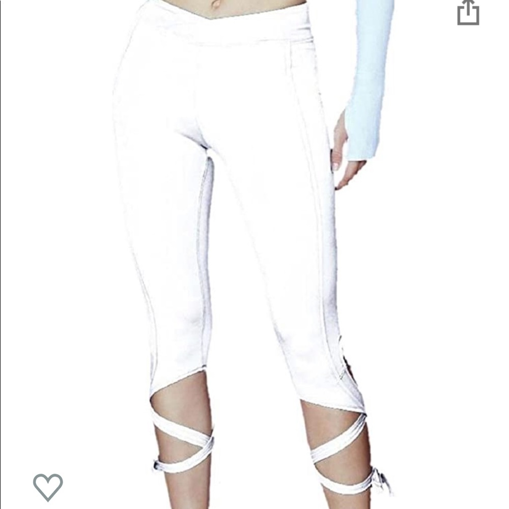 Lace up white ballet style leggings **NWOT** - Picture 3 of 8